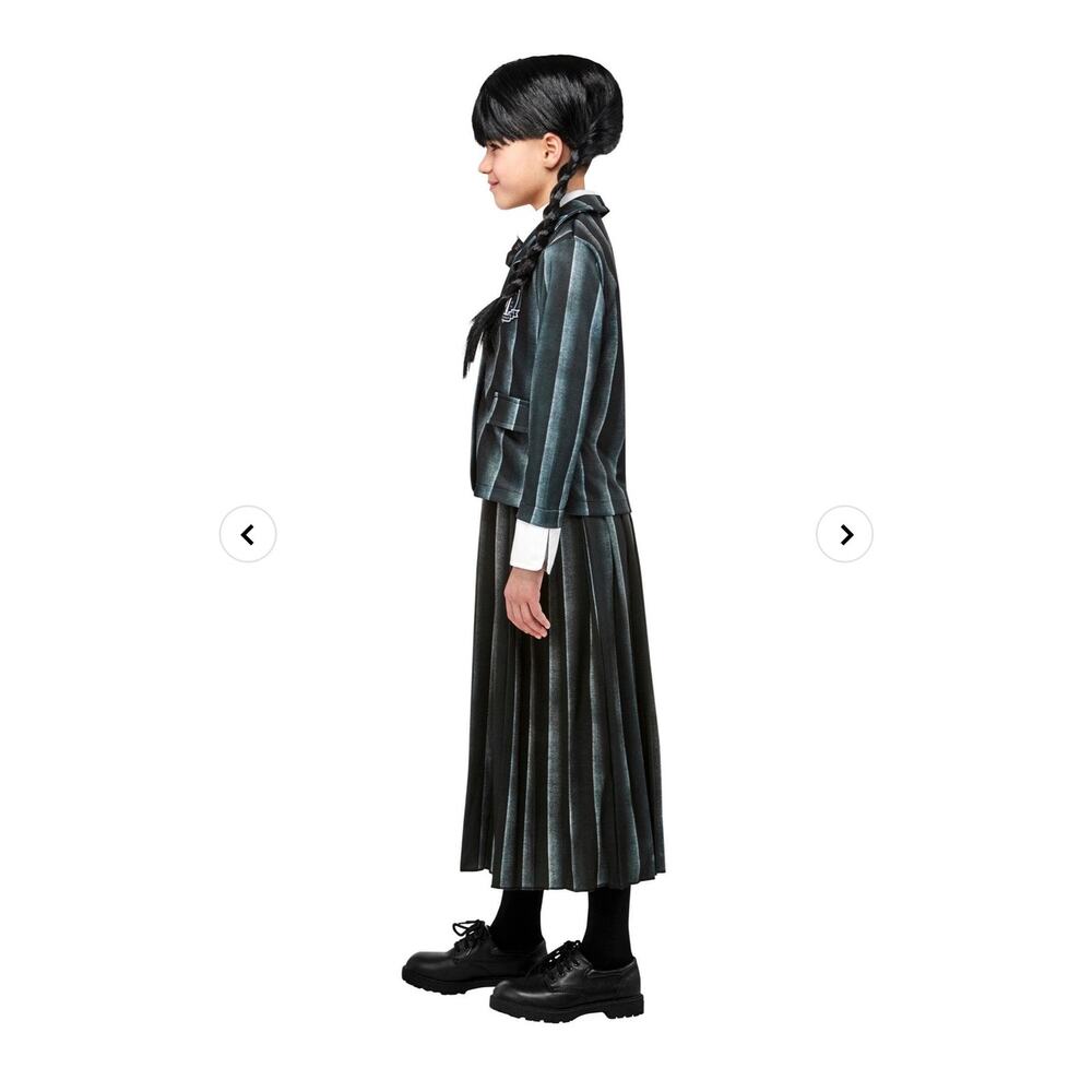 Girls Wednesday Addams Nevermore Academy Black School Uniform Costume Medium 7/8 - Picture 2 of 5